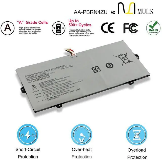 Alt view image 4 of 5 - MULS 66.9Wh AA-PBRN4ZU Laptop Battery for Samsung Galaxy Book Flex 930QCG 930QCJ 930XCJ NP930QCG NP930QCG-K01 950QCG 950QCG-X01 950QCG-X03 950QCJ 950XCJ NP950QCG 15-NP950 15.4V 4-Cell 4350mAh