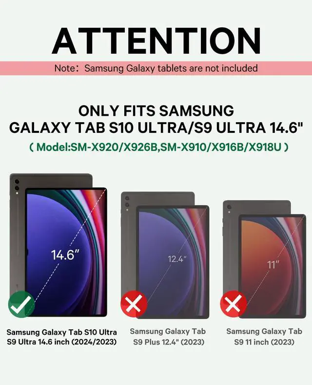 Alt view image 2 of 5 - GreenLaw Galaxy Tab S10 Ultra Case with Keyboard, Smart Touchpad, Magnetic Detachable, PC Case with S Pen Holder for Samsung Galaxy Tab S10/S9 Ultra 14.6 inch, Black