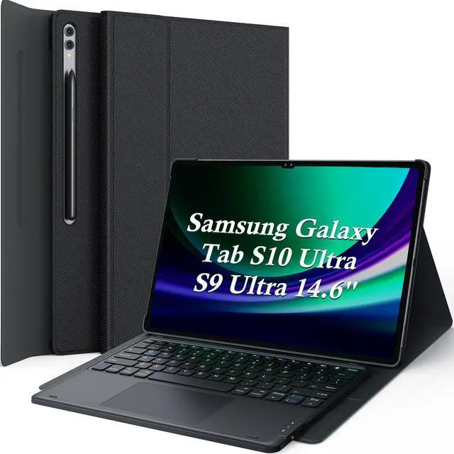 Main image of GreenLaw Galaxy Tab S10 Ultra Case with Keyboard, Smart Touchpad, Magnetic Detachable, PC Case with S Pen Holder for Samsung Galaxy Tab S10/S9 Ultra 14.6 inch, Black