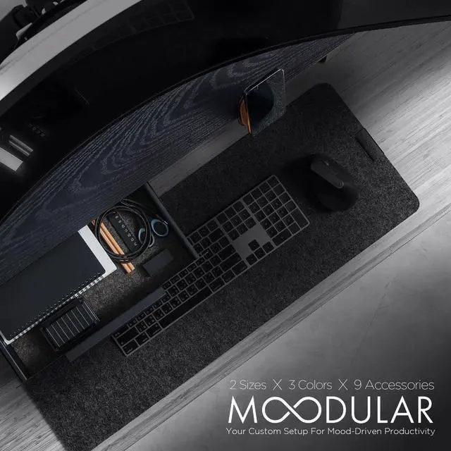 Alt view image 2 of 5 - ULTRARM Moodular Wooden Monitor Stand 45.6 (116cm) Large Desk Organizer with Metal Slide Rails for Drawer, Tray, Laptop, Tablet, Phone & Headphones Customizable Riser for Organized Workspace Black