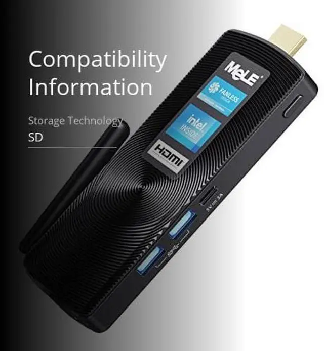 Alt view image 3 of 5 - MeLE Fanless Mini PC Stick PCG02 Windows 11 Home N4000 4GB RAM 128GB IoT Industrial Desktop Computer Support Windows 10 11 Linux Ubuntu Debian 4K HDMI Auto Power on Small Micro PC with Ethernet