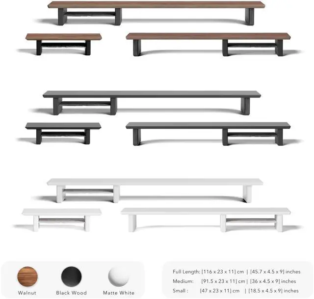 Alt view image 5 of 5 - Raico Desk Cockpit Shelf Monitor Stand System Dual Screen Setup Wood Large Desk Accessory Organizer Unit (Black Wood, Small | 18.8 Inches)