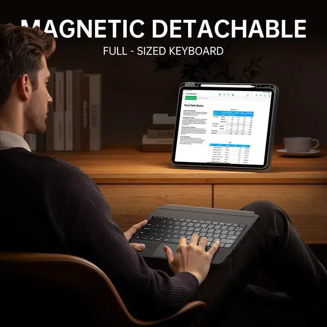 Alt view image 5 of 5 - GUSGU SplitFolio Detachable for 2024 iPad Pro 13-in.(M4)/2025 iPad Pro13-in.(M5) Keyboard Case with Kickstand, 360° Rotation & Up-Down Lift Protective Case, Supports Native Gestures, Black