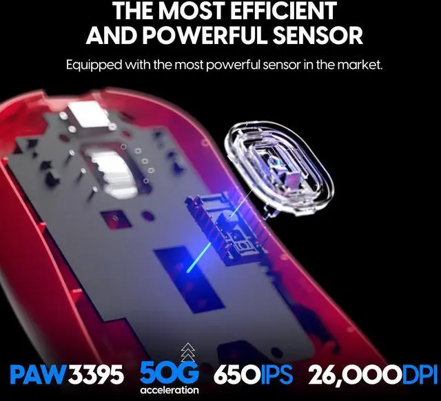 Alt view image 5 of 5 - Pulsar Gaming Gears - Xlite v3 ES Wireless Gaming Mouse, Limited Edition, Ergonomic, Optical Switch, OLED Display, Driverless, PAW3395 Sensor, 100H Battery, 4K dongle Included (Medium, Red)