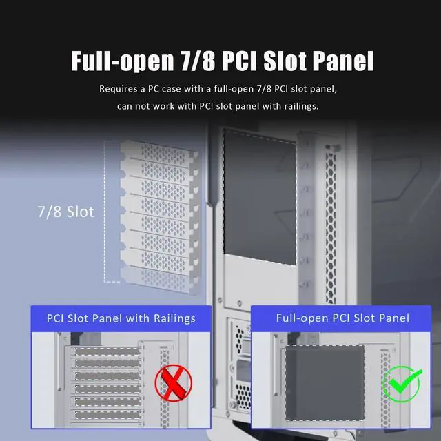 Alt view image 4 of 5 - GLOTRENDS 2-Slot GPU Support Bracket with 200mm PCIe 4.0 Riser Cable for GPU Vertical Mount, Compatible with RTX 40/30 Series and Radeon RX7000/RX6000 Series, PC Cases with Open PCI 7/8-slot Design