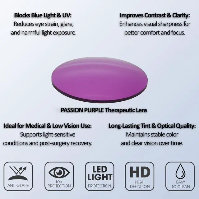 Alt view image 4 of 5 - Medspex Corinne McCormack Channing Color Therapy Reading Glasses +6.00 Tortoise Havana Brown Gold Amber/Passion Purple Womens Fluorescent Light Sensitivity Chromotherapy Chakra Healing