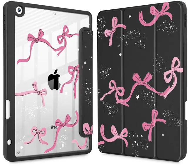 Main image of Tuiklol for iPad 10.2 case 2021 Gen 9th Release Built in Pencil Holder - Trifold Stand-Auto Wake/Sleep TPU Protection Stand Clear Back Cover for 2020 2019 [8th/7th] iPad 10.2 Case, Bow