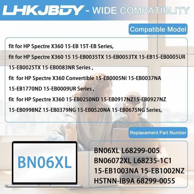 Alt view image 4 of 5 - BN06XL Laptop Battery Replacement for HP Spectre X360 15-EB0000 15-EB0xxx 15-EB1xxx 15-EB0043DX 15-EB1043DX 15-EB0053DX 15-EB0005UR 15-EB0005NI 15T-EB000 15T-EB 15T-EB100 15-EB Series BNO6XL 11.55V