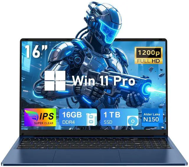 Main image of CHIFUYOU Gaming Laptop, 2025 16 Inch Laptop Computer, N150 Processor (4C/4T, Up to 3.6GHz),16GB RAM 1TB SSD, WiFi 5,BT4.2,16" FHD 1920x1200(16:10), Backlit Keyboard, Blue