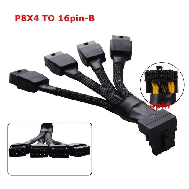 Alt view image 3 of 4 - lilila-ree 12VHPWR 16 Pin 12+4 pin GPU Cable to 4X 8 Pin PCIe 5.0 Extension 90 Degree Angle Sleeved Adapter for GeForce RTX 4090 4080 4070Ti 3090Ti Graphic Card 5.9-inch (Type A)