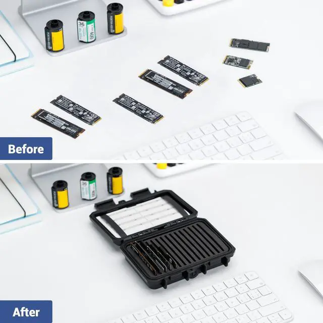 Alt view image 5 of 5 - Hard Plastic 15 Slots M.2 2280 2260 2242 2240 2230 Case, Water-Resistant Shockproof M.2 SSD Holder with Label & Notepaper, 2280 SSD Card Case Vertical Style Drive Storage Box