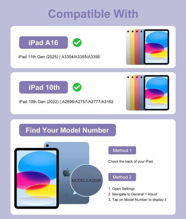 Alt view image 2 of 5 - Beydoa for iPad 10th Generation Case with Keyboard 10.9 Inch 2022/iPad (A16) 11th Gen 11 Inch 2025 - Magnetic Detachable Keyboard, Stain Proof Cover, Smart Folio Case with Pencil Holder - Purple