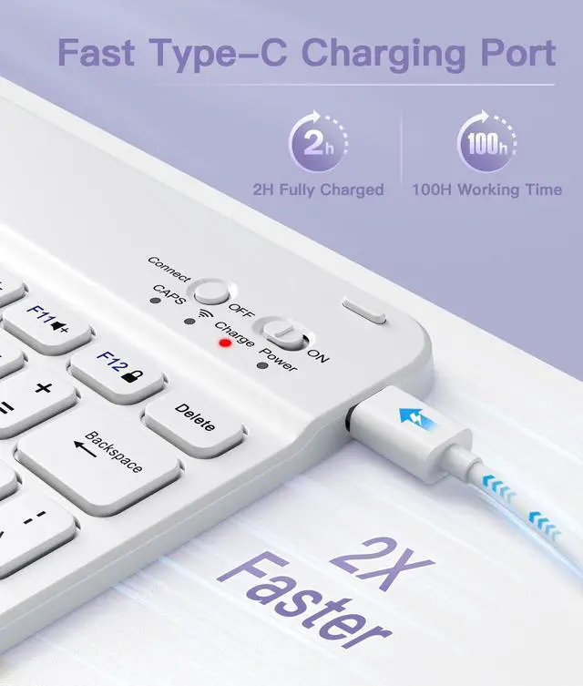 Alt view image 3 of 5 - Beydoa for iPad 10th Generation Case with Keyboard 10.9 Inch 2022/iPad (A16) 11th Gen 11 Inch 2025 - Magnetic Detachable Keyboard, Stain Proof Cover, Smart Folio Case with Pencil Holder - Purple