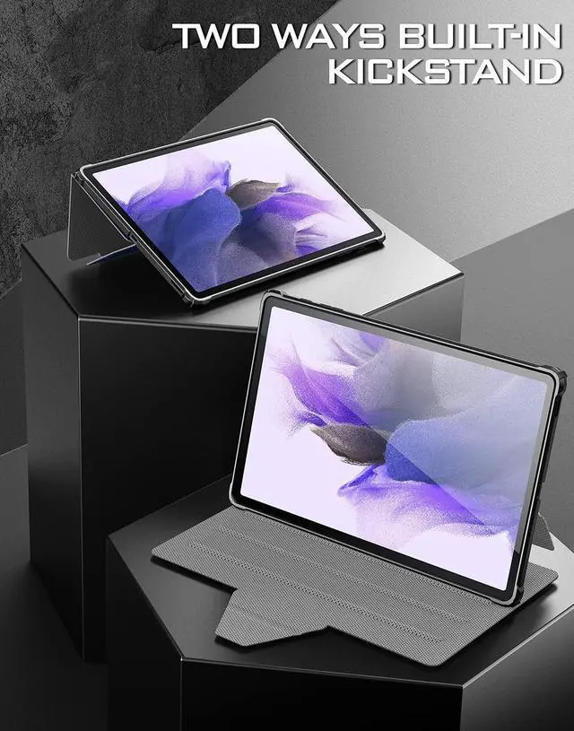 Alt view image 2 of 5 - Poetic Explorer Heavy Duty Folio Case Designed for Samsung Galaxy Tab S7 FE 12.4 Inch 2021 with S Pen Holder, Two Layers Tough 360 Degree Stand Smart Cover Case for Galaxy Tab S7 FE, Navy Blue