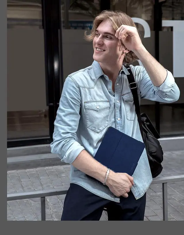 Alt view image 4 of 5 - Poetic Explorer Heavy Duty Folio Case Designed for Samsung Galaxy Tab S7 FE 12.4 Inch 2021 with S Pen Holder, Two Layers Tough 360 Degree Stand Smart Cover Case for Galaxy Tab S7 FE, Navy Blue