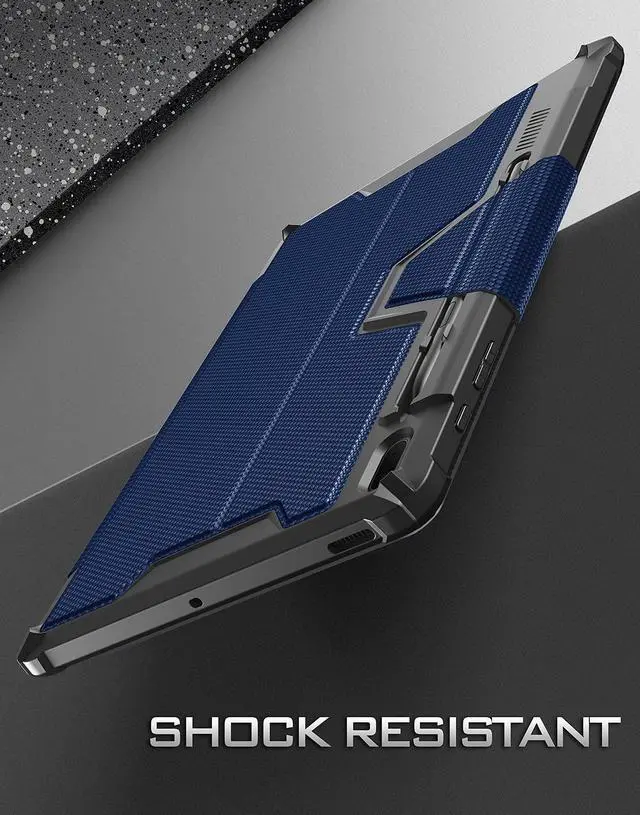 Alt view image 5 of 5 - Poetic Explorer Heavy Duty Folio Case Designed for Samsung Galaxy Tab S7 FE 12.4 Inch 2021 with S Pen Holder, Two Layers Tough 360 Degree Stand Smart Cover Case for Galaxy Tab S7 FE, Navy Blue