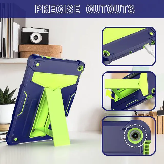 Alt view image 3 of 5 - elitegadget Case for Amazon Fire HD 10 Tablet 10.1" Inch Display (13th Generation, 2023 Released) - Heavy Duty Hybrid Kickstand Case Cover + 1 Screen Protector and 1 Random Stylus (Navy Blue/Green)