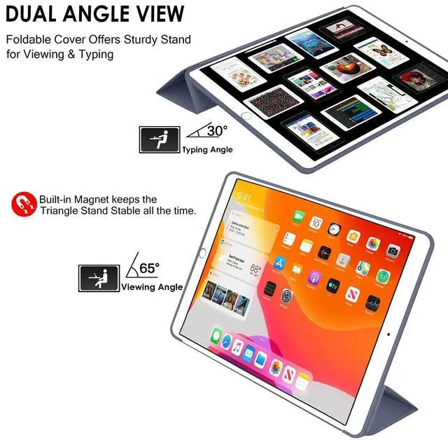 Alt view image 4 of 5 - DuraSafe Cases for iPad Pro 2016 9.7 Inch [ Pro 9.7 ] A1673 A1674 A1675 MLMP2LL/A MM172LL/A MLMN2LL/A MLMW2LL/A Full Body Protective Soft Back Cover with Wake/Sleep Feature - Purple