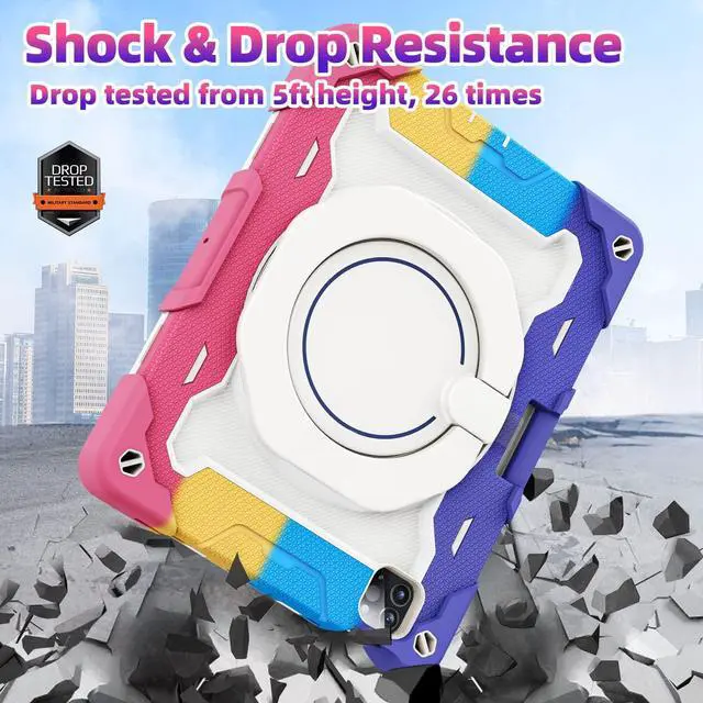 Alt view image 2 of 5 - ROISKIN for iPad air 5th Generation Case 2022/ 4th Gen 2020 10.9 in with Screen Protector for Kids[15ft Drop Protection] iPad Pro 11 Case 4th 3rd 2nd 1st Generation(2022.2021.2020.2018) with 360 Stand