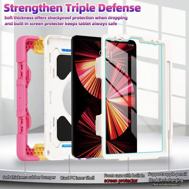 Alt view image 5 of 5 - ROISKIN for iPad air 5th Generation Case 2022/ 4th Gen 2020 10.9 in with Screen Protector for Kids[15ft Drop Protection] iPad Pro 11 Case 4th 3rd 2nd 1st Generation(2022.2021.2020.2018) with 360 Stand