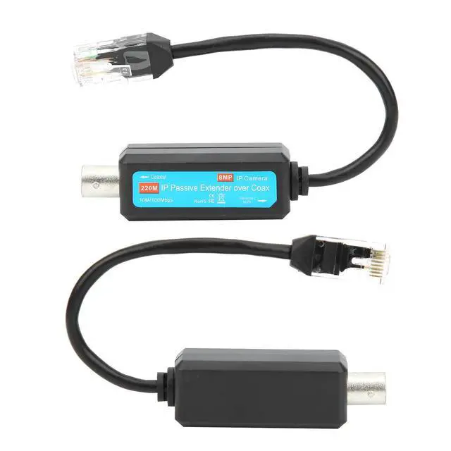 Alt view image 5 of 5 - SYH&AQYE Passive IP Network Coaxial Transmitter, Coaxial to RJ45 Ethernet Transmitter, 10/100Mbps High Speed Transmission Coaxial Lines Extender for 720P 960P 1080P 8MP HD IP Web Camera