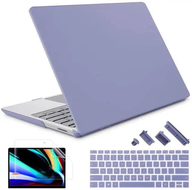 Main image of May Chen Case Compatible for 13.5" Microsoft Surface Laptop 5/4/3 with Metal Palm Rest Model 1951/1868, Plastic Hard Shell Case with Screen Protector + Keyboard Cover + Dust Plug, Lavender Gray