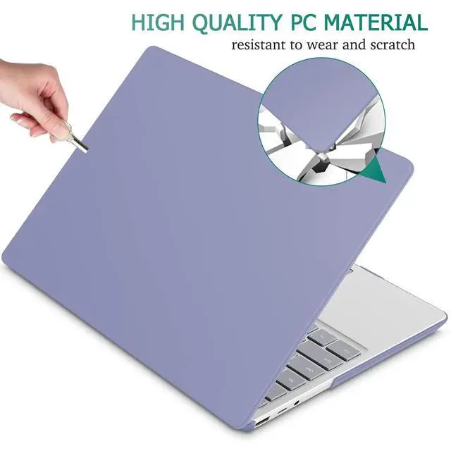 Alt view image 5 of 5 - May Chen Case Compatible for 13.5" Microsoft Surface Laptop 5/4/3 with Metal Palm Rest Model 1951/1868, Plastic Hard Shell Case with Screen Protector + Keyboard Cover + Dust Plug, Lavender Gray