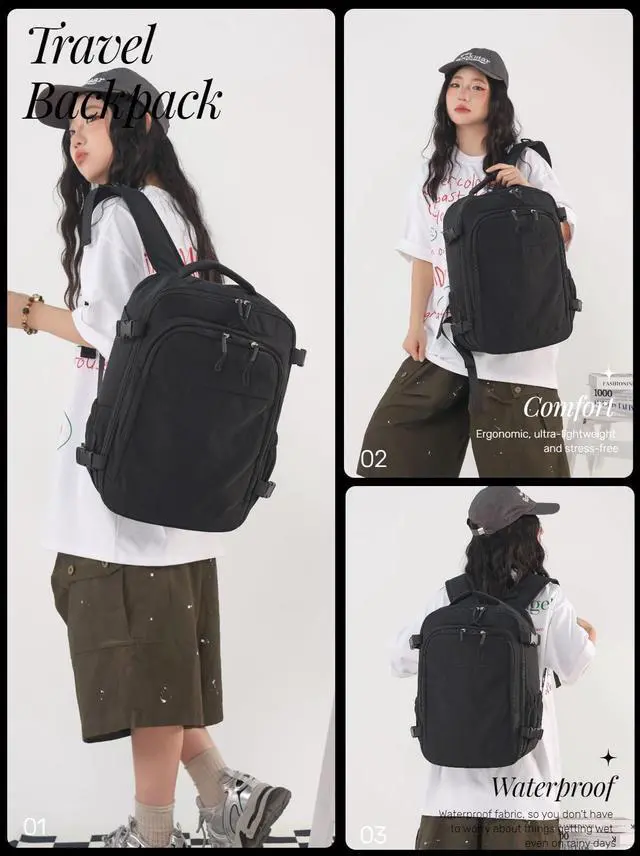 Alt view image 2 of 5 - RELITRK Travel Backpack For Women Men,Airline Approved Carry on Backpack,Casual Daypack for Business Travel Essentials (Black)