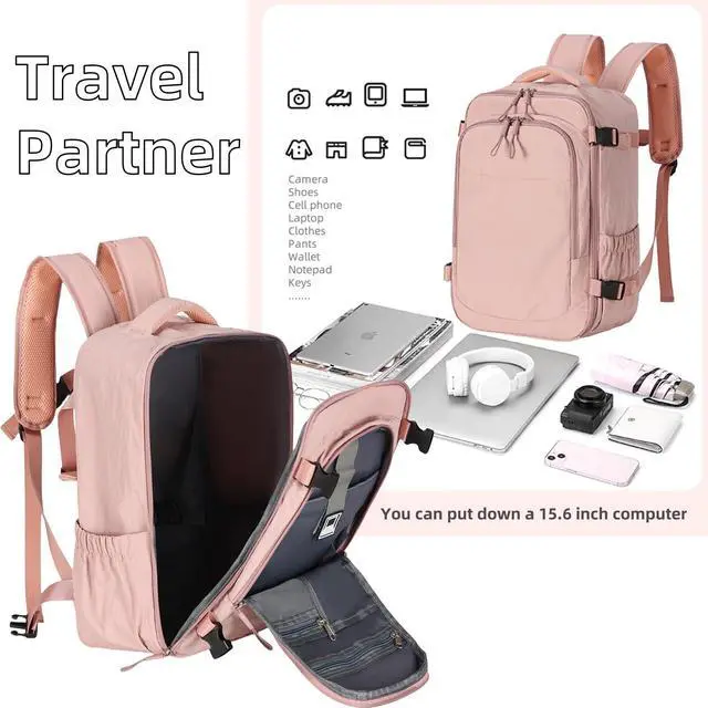 Alt view image 4 of 5 - RELITRK Travel Backpack For Women Men,Airline Approved Carry on Backpack,Casual Daypack for Business Travel Essentials (Black)