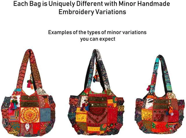 Alt view image 4 of 5 - Tribe Azure Women Large Floral Colorful Handmade Shoulder Bag Tote Summer Beach Picnic Blanket Books Laptop School Market Casual Boho