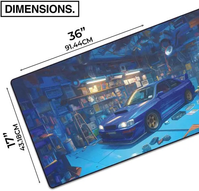 Alt view image 2 of 4 - MPCO. Manga Motors Large Gaming Desk Pad - 36" x 17" Aeroglyde Fabric Sakuras-Subaru Desk Mats - Non-Slip, Washable, Smooth Glide for Precision Gaming & Work