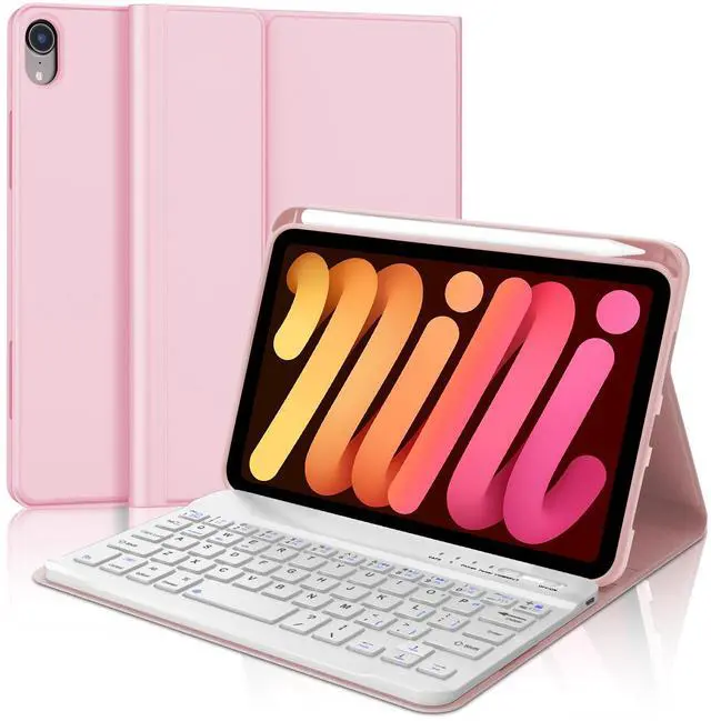 Main image of Keyboard Case for iPad Mini 7th (A17 Pro, 2024) & 6th (2021) 8.3-inch, Rechargeable, Detachable Bluetooth Keyboard, Slim Folio Protective Cover with Pencil Holder for iPad Mini 7th/6th Generation