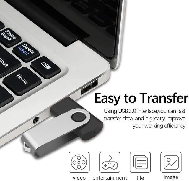 Alt view image 3 of 5 - TOPESEL 5 Pack 16GB USB 3.0 Flash Drive Memory Stick Thumb Drives (5 Mixed Colors: Black Blue Green Red Silver)