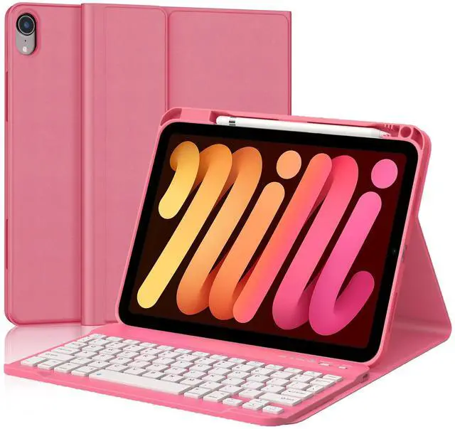 Main image of Keyboard Case for iPad Mini 7th (A17 Pro, 2024) & 6th (2021) 8.3-inch, Rechargeable, Detachable Bluetooth Keyboard, Slim Folio Protective Cover with Pencil Holder for iPad Mini 7th/6th Generation