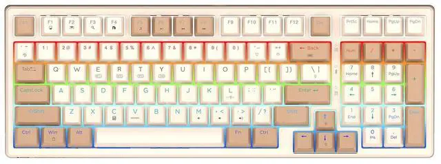 Main image of HUO JI 96% Wireless Mechanical Keyboard, Hot Swappable, Pre-lubed Blue Switches, Gasket Structure, Bluetooth/2.4GHz/USB-C, Led Backlit Sidelit, Custom Gaming Keyboard for PC (Peach)