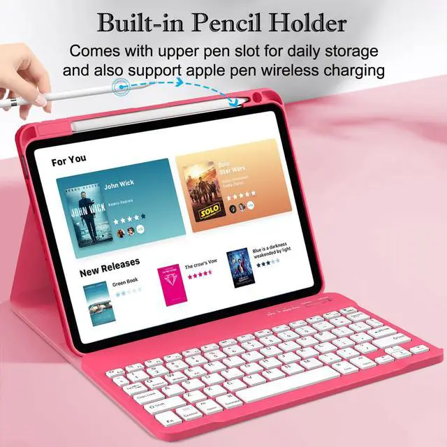 Alt view image 5 of 5 - Keyboard Case for iPad Mini 7th (A17 Pro, 2024) & 6th (2021) 8.3-inch, Rechargeable, Detachable Bluetooth Keyboard, Slim Folio Protective Cover with Pencil Holder for iPad Mini 7th/6th Generation