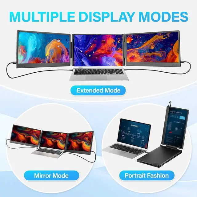 Alt view image 4 of 5 - sharanix Laptop Screen Extender Portable Monitor, 14.2" 1080P FHD IPS Screen, Monitor Extender for Laptop, Fit for 13-17" Laptops, Plug & Play Compatiable with Wins/Mac/Android/Switch (Triple 14.2")