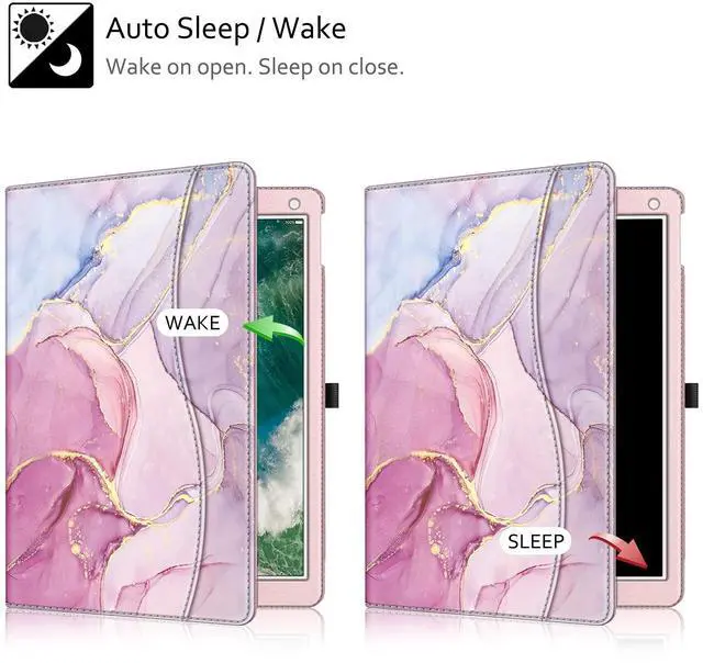 Alt view image 3 of 5 - Fintie Multi-Angle Case, 2017/2015 iPad Pro 12.9 inch (Old Model) 1st & 2nd Gen Case - [Corner Protection] Folio Stand Cover with Pencil Holder & Pocket, Auto Wake/Sleep, Dreamy Marble