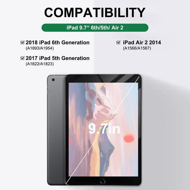 Alt view image 2 of 5 - for iPad Keyboard case 9.7 inch, iPad 6th Gen (2018), 5th Gen (2017), iPad Air 2 (2014), Air 1, iPad Pro (2016), Detachable Bluetooth Wireless Keyboard Folio Slim & Light Cover, Rechargeable, (Pink)