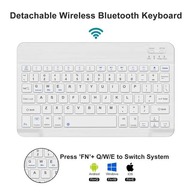 Alt view image 3 of 5 - for iPad Keyboard case 9.7 inch, iPad 6th Gen (2018), 5th Gen (2017), iPad Air 2 (2014), Air 1, iPad Pro (2016), Detachable Bluetooth Wireless Keyboard Folio Slim & Light Cover, Rechargeable, (Pink)