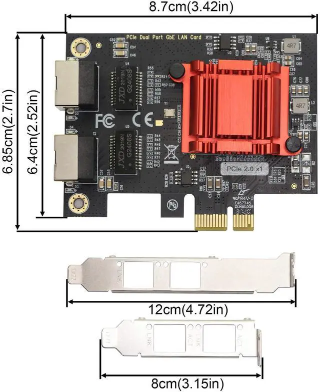 Alt view image 4 of 4 - Dual Port Gigabit Ethernet Converged PCI-E x1 Card,2X RJ45 Gigabit Network Interface Controller Adapter,with 82575EB Chipset for Desktops,Work Stations,Servers, with Low Profile Bracket.