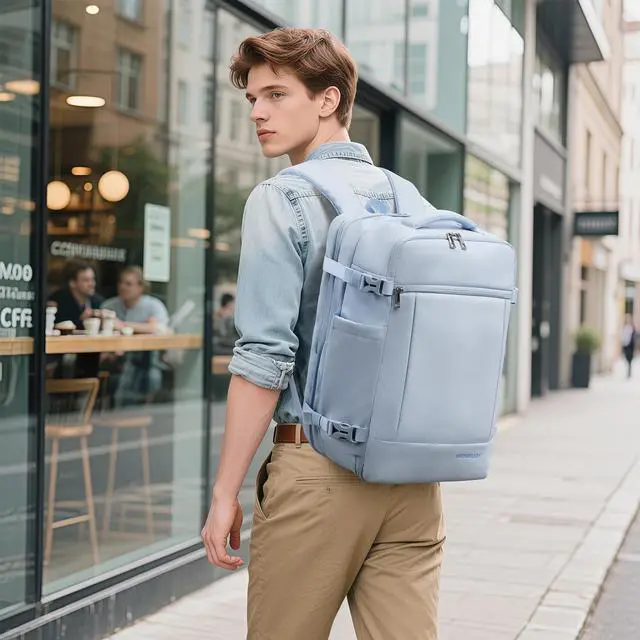 Alt view image 2 of 5 - SHOWKOO Travel Backpack For Man Women, Airline Approved Carry On Laptop Backpack For Business, 40L Expandable Large Capacity Backpack, Blue