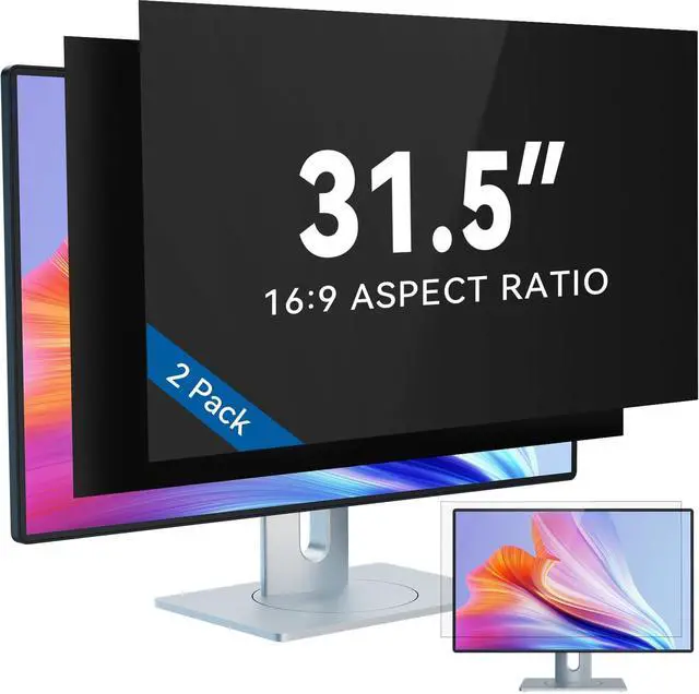 Main image of IPROKKO [2-Pack] 31.5 Inch Computer Privacy Screen Filter for 16:9 Widescreen Monitor, Removable 31.5in Anti Blue Light Glare Privacy Shield, Anti Spy Security Protector for Hp Dell Asus Acer Samsung