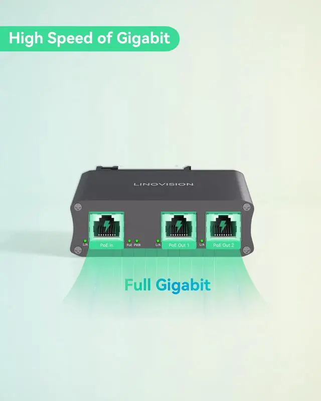 Alt view image 4 of 5 - LINOVISION Industrial 2 Ports Gigabit PoE Extender, Passthrough and Split 30W PoE to Two PoE Cameras, PoE Repeater to Extends Extra 330ft - 3 Years Warrenty