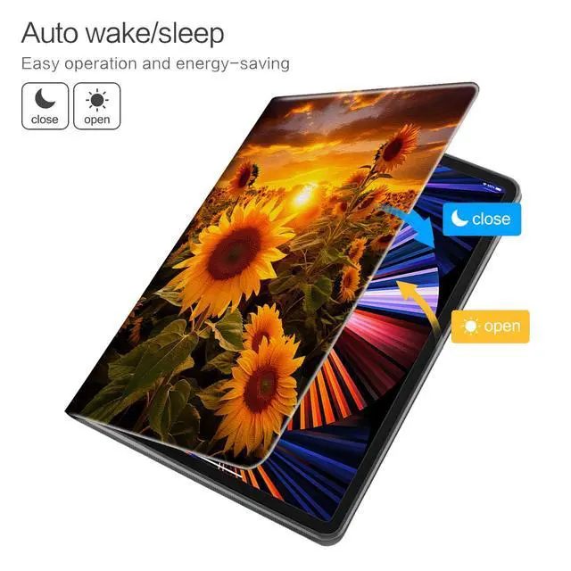 Alt view image 2 of 5 - Case for Amazon Fire Max 11 Tablet (13th Generation, 2023 Release), Slim PU Leather Cover with Auto Sleep Wake Feature Folio Case for Fire 11 Max Tablet, Sunflower Sunset