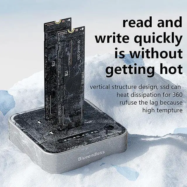 Alt view image 4 of 5 - FUABO M.2 Duplicator Dual Bay NVMe SSD Cloner with USB-C, 20Gbps USB 3.2 Gen 2X2 Tool-Free M Key PCIE NVMe SSD Reader Docking Station