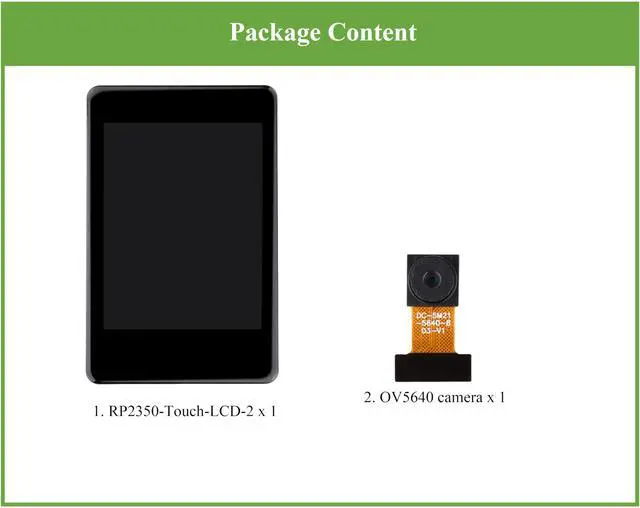 Alt view image 2 of 5 - RP2350 2inch Capacitive Touch Display Development Board, 240x320 IPS LCD, 262K Color, 16MB Flash Memory, Onboard 6-Axis Sensor, GPIO Pre-Soldered Header,Type-C, etc. with OV5640 Camera Module