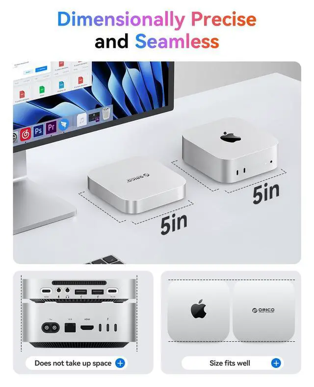 Alt view image 4 of 5 - ORICO MiniMate Pro+ 40Gbps Mac mini M4 Docking Stand & Hub with Built-in 1TB NVMe SSD (Non-Removable) Mac mini M4 and M4 Pro 2025, Aluminum USB4 Dock, 3.5mm Audio I/O, 2×USB-A, Compatible with USB4