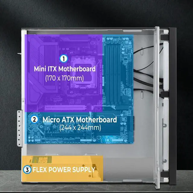 Alt view image 4 of 5 - mATX PC Case,10L Micro-ATX Mini Tower PC Cases Not Include Fans Support Micro ATX and ITX Motherboards and Half Height GPU 190mm High-Performance Hardware Compatible with USB 3.0 for Desktop Computers