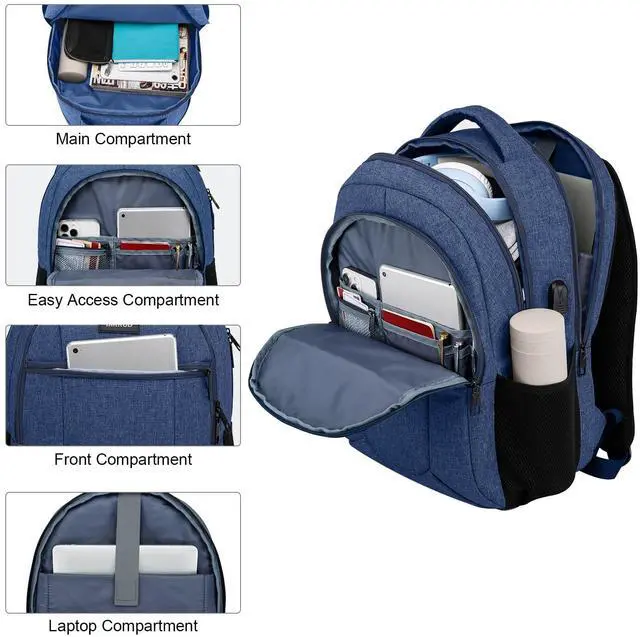 Alt view image 2 of 5 - BIKROD Backpack for Boys Men, School Backpack for Teens Girls, Lightweight Casual High School Bookbag, Daily-use Travel Laptop Backpack with USB Charging Port Fits 15.6 Inch Notebook